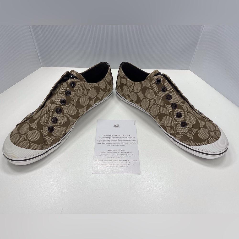 Coach Keeley Khaki Signature C Sneakers Slip On Shoes, Size 9.5 - Picture 5 of 12